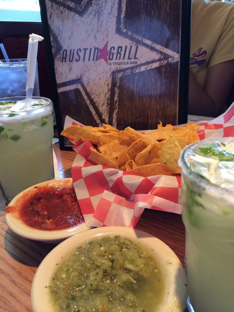 Margaritas, chips and salsa at Austin Grill