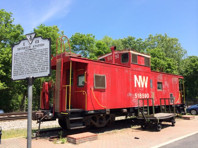 Red caboose in Clifton VA