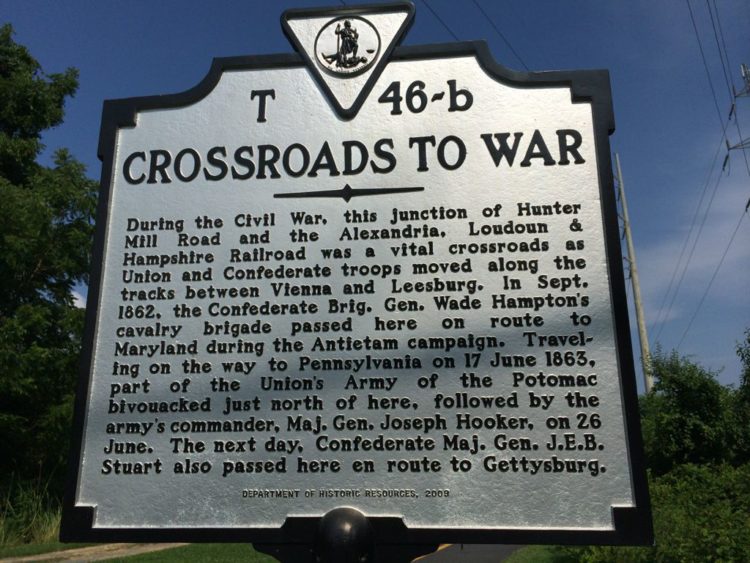 Crossroads to War historical marker on the W&OD