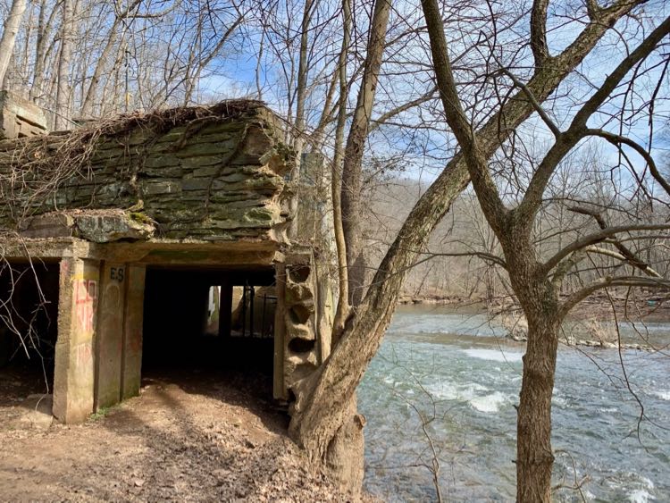 Dam and hydro plant ruins next to the Bull Run Occoquan Trail in Clifton Virginia