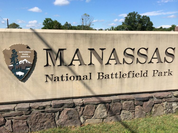 National Park Service sign for Manassas National Battlefield Park