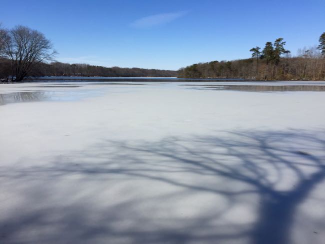 Melting ice on Burke Lake