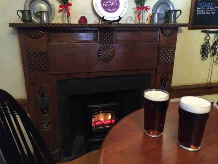 Pints by the fireplace at Hunters Head Tavern