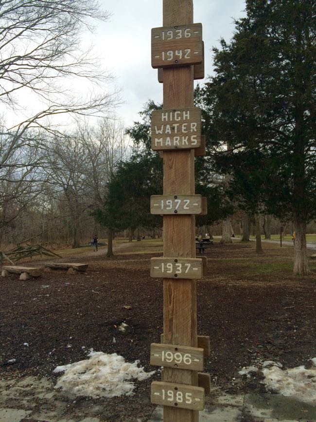 Parco delle Grandi Cascate VA Potomac River flood marker
