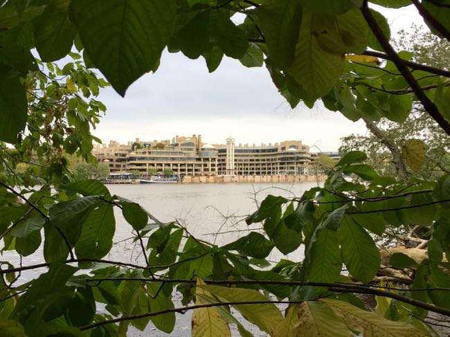 Washington Harbor with flood gates raised from Roosevelt Island