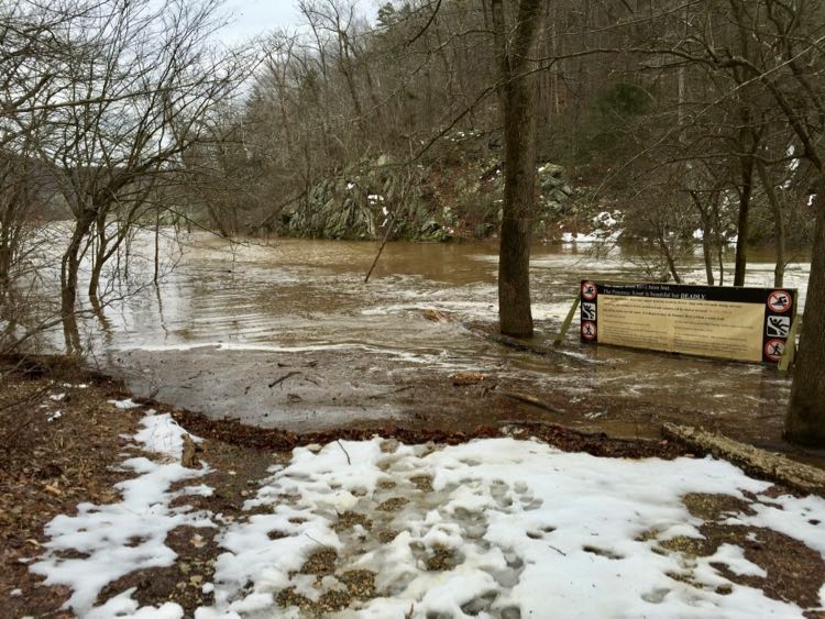 Flooded section of Difficult Run trail