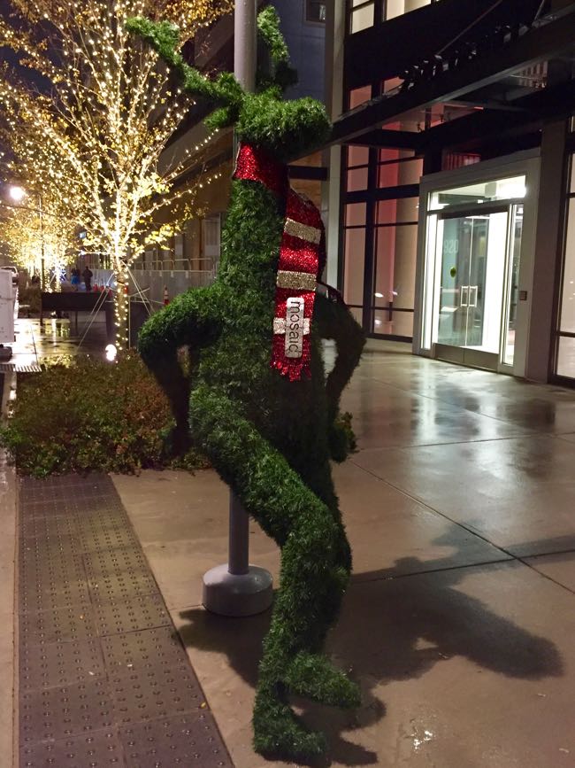 Funky reindeer are among the quirky holiday decorations at Mosaic District in Fairfax VA