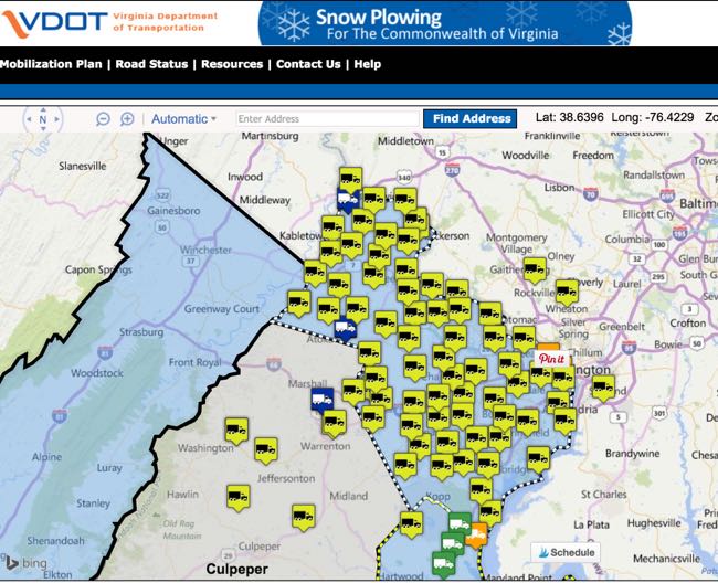 Track VDOT Plows during Northern Virginia snowstorms