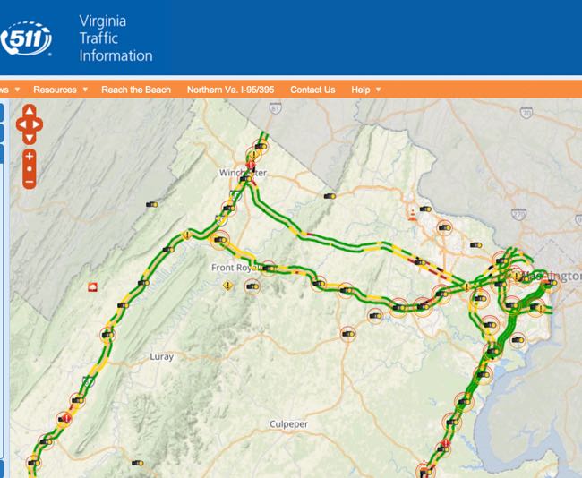check Virginia traffic during Northern Virginia snowstorms