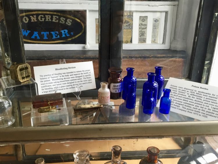 Bloodletting devices and poison bottles Stabler-Leadbeater Apothecary Museum in Alexandria VA