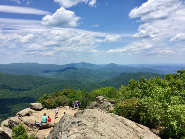 Hikers on Marys Rock in Shenandoah NP