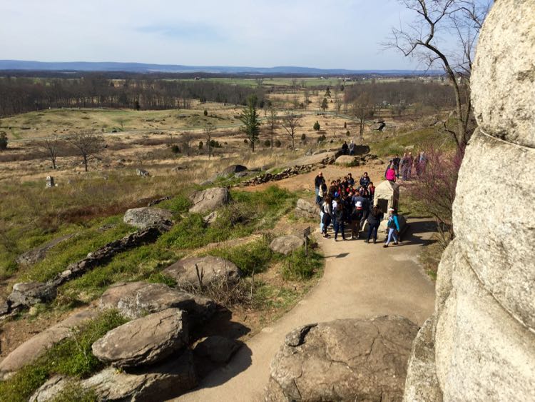 Tour group Little Round Top Gettysburg NMP