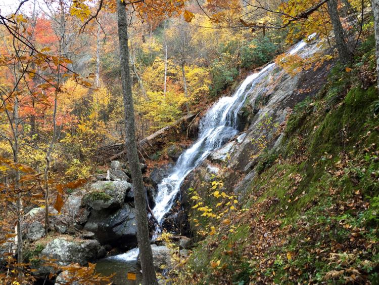 Crabtree Falls cascade, fall hikes in Virginia