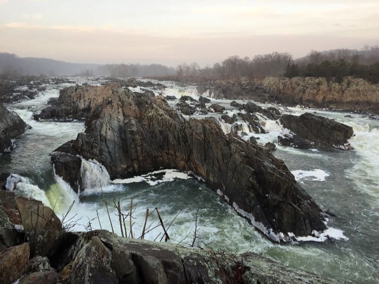 Great Falls Park Virginia winter sunset