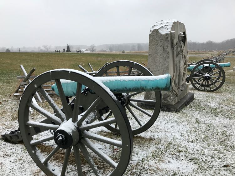 Snowy Gettysburg Battlefield