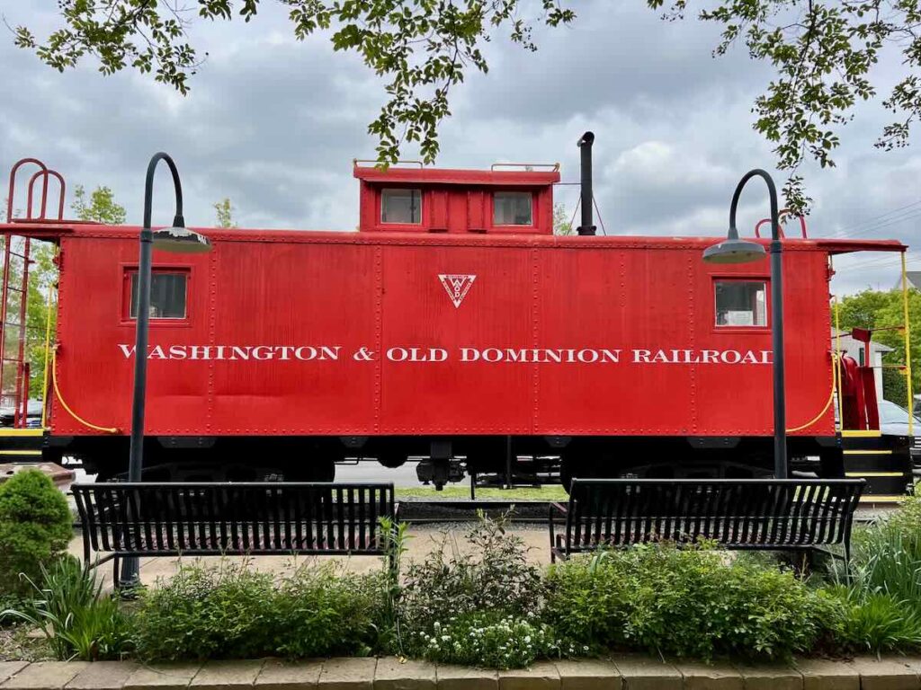 Vintage Red Caboose in downtown Vienna Virginia