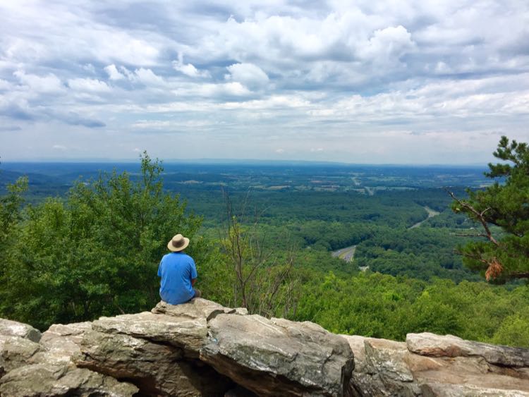 Relaxing during a Bears Den Overlook hike in Bluemont Virginia