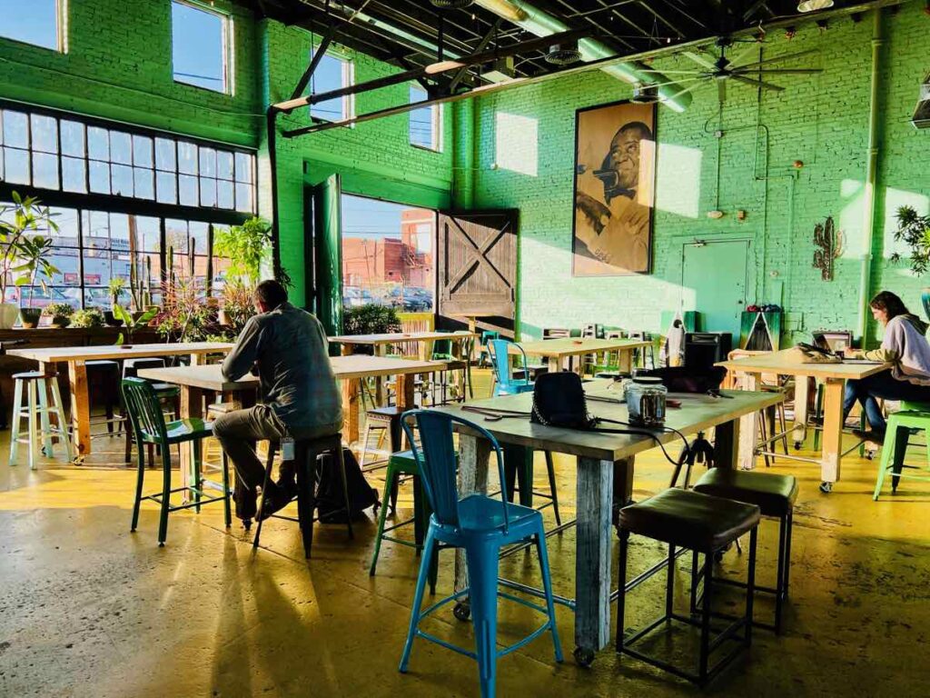 Colorful interior of Golden Cactus Brewing in Roanoke Virginia