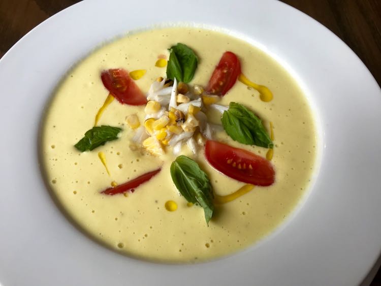 Corn Gazpacho at Renewal in Charlottesville VA