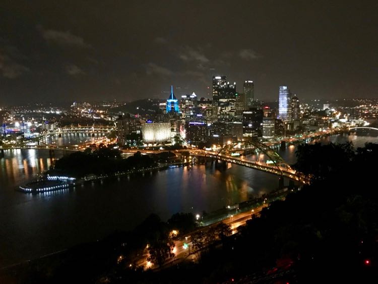 Pittsburgh PA night skyline from the Duquesne Incline