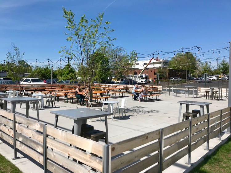 Caboose Commons patio in the Mosaic District