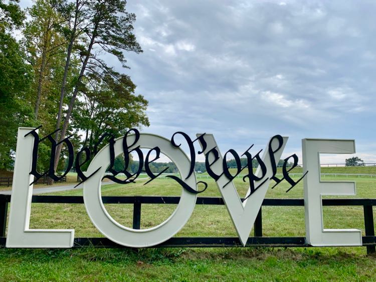 We the People LOVE sign at Montpelier is a fun photo spot in Orange Virginia