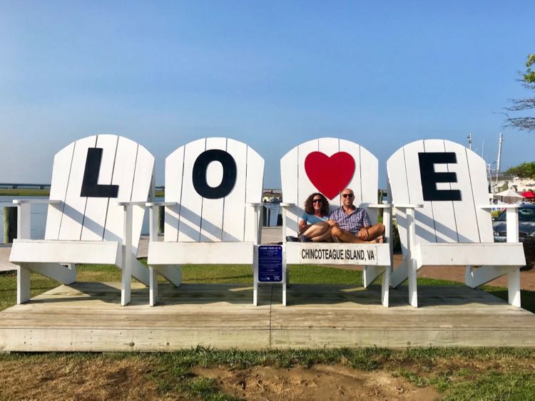Giant Adirondack chairs are the base for the Chincoteague Island LOVEwork