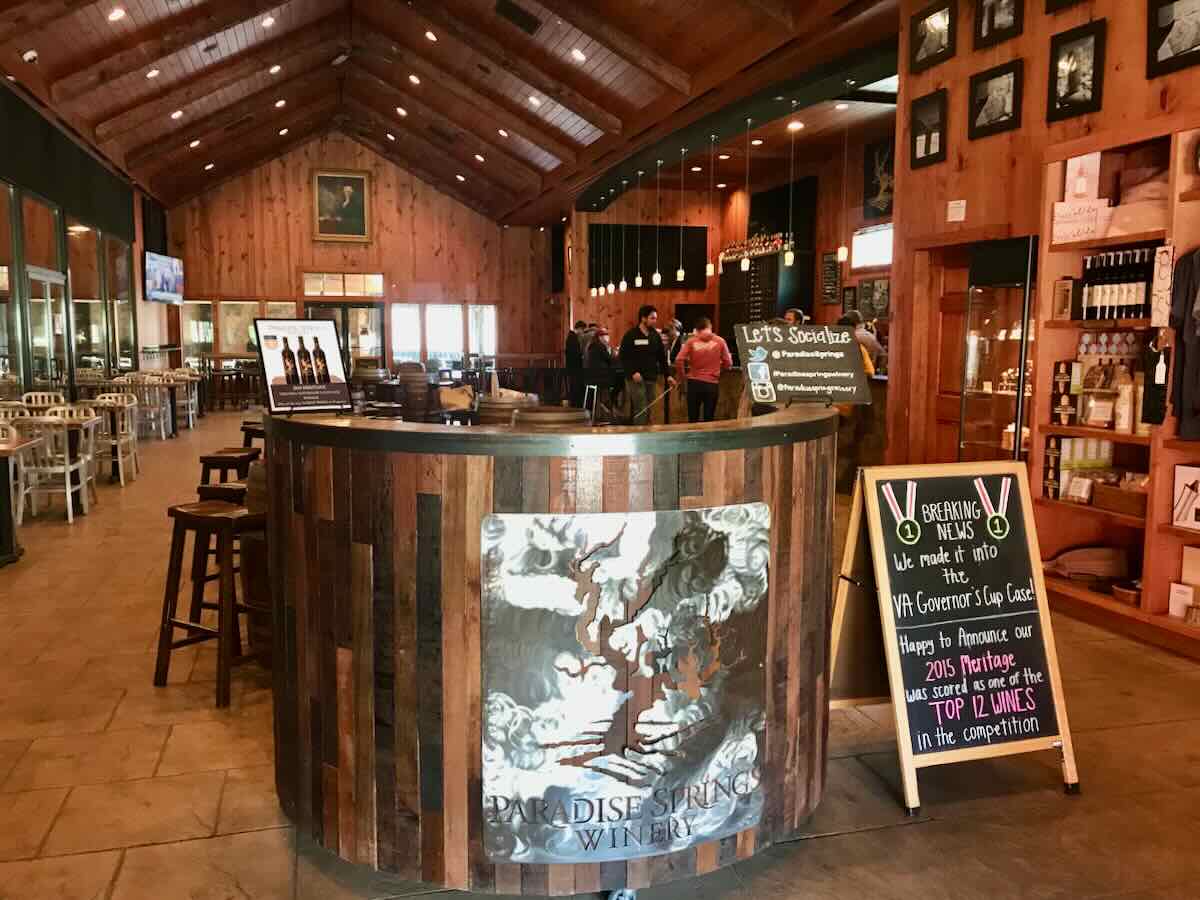 Tasting Barn at Paradise Springs Winery in Clifton Virginia