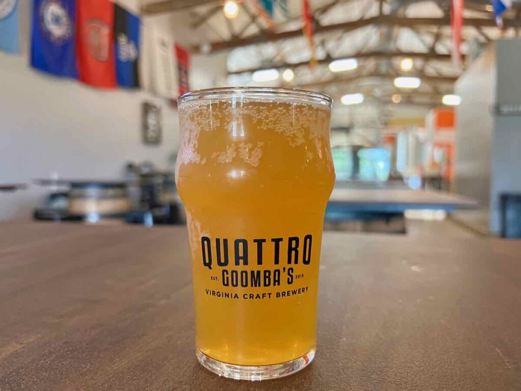 Beer in the Tasting Room at Quattro Goomba's Brewery in Aldie Virginia