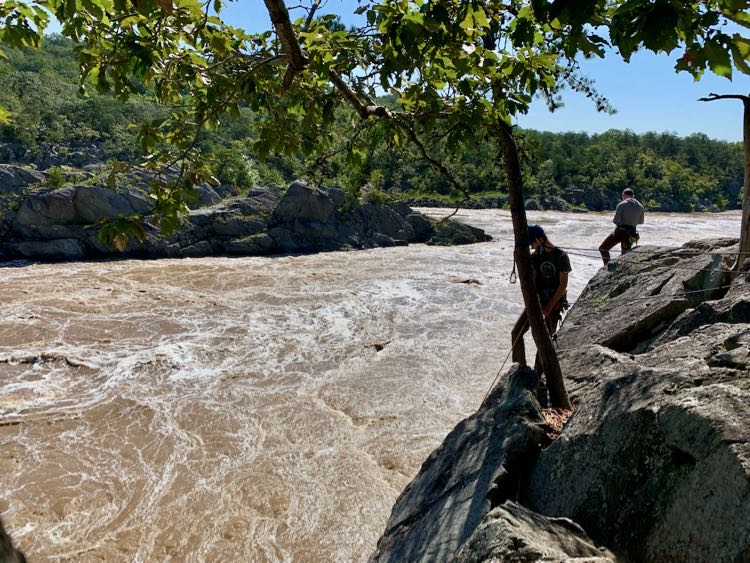 Rock climbing at Great Falls Park Virginia