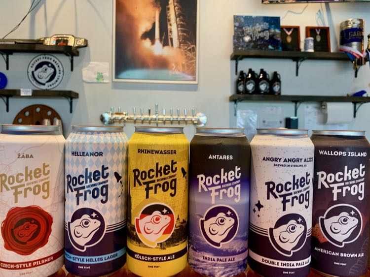 Beer lineup at Rocket Frog Brewing in Sterling on the LoCo Ale Trail