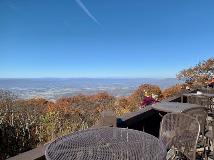 Big Meadows Lodge patio views in Shenandoah NP