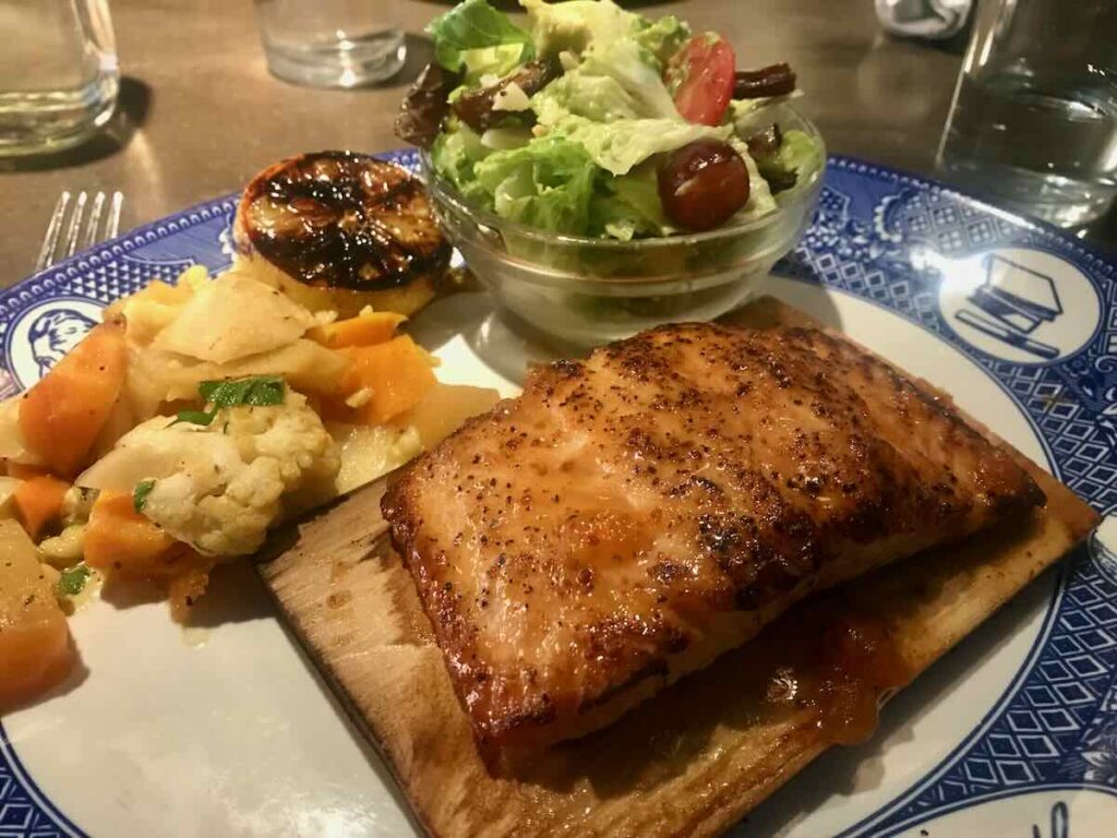Salmon on a Cedar Plank at Founding Farmers in Reston Virginia