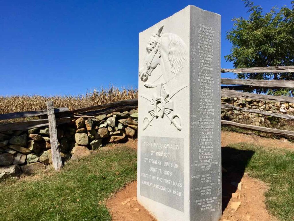 First Cavalry Memorial Marks the Battle of Aldie on the Snickersville Turnpike in Loudoun County Virginia