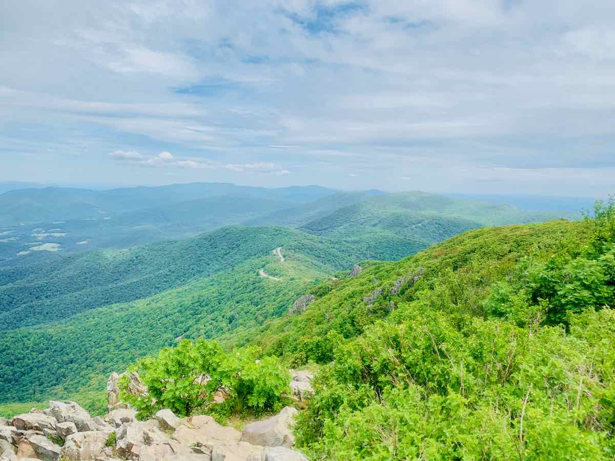 Skyline Drive and Blue Ridge Mountains View North from Stony Man Trail Hike