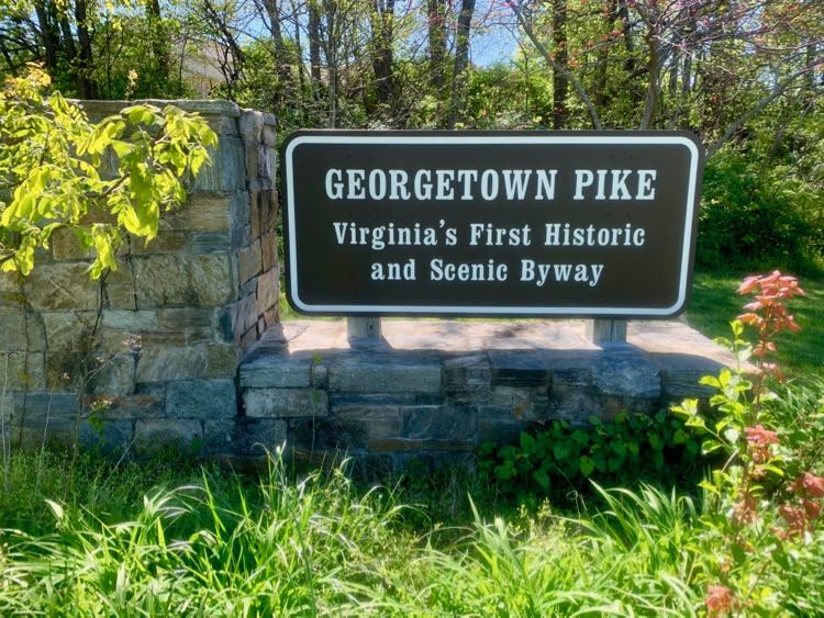 Sign for Georgetown Pike, Virginia's first Scenic Byway