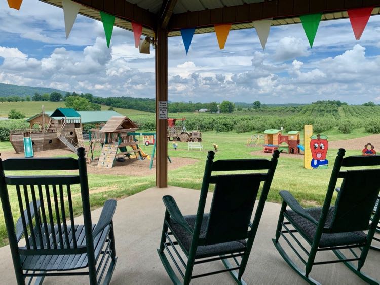 Marker-Miller Orchard rockers and children's play area