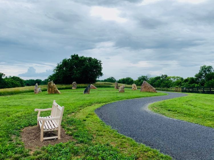 Trails at the MSV in Winchester Virginia are dotted with sculptures and places to relax.