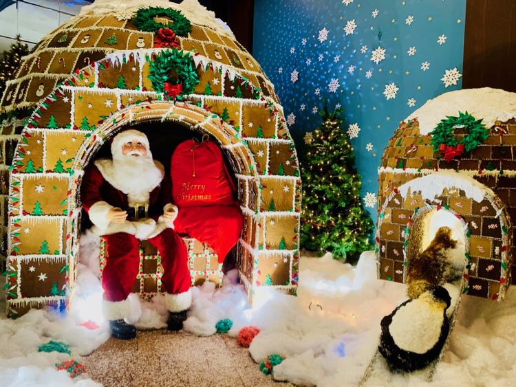 Santa and his gingerbread igloo at The Jefferson Hotel in Richmond Virginia