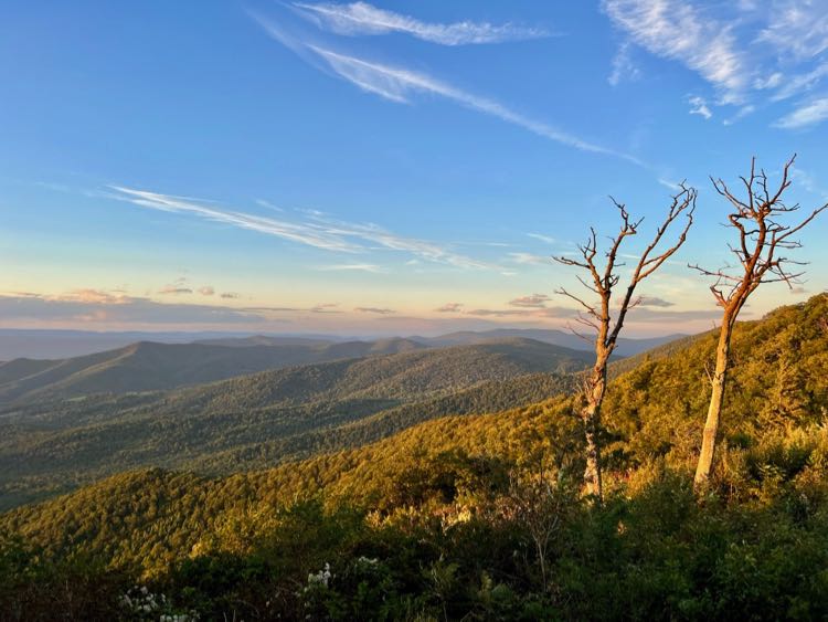 Jewell Hollow Overlook at sunset on Skyline Drive