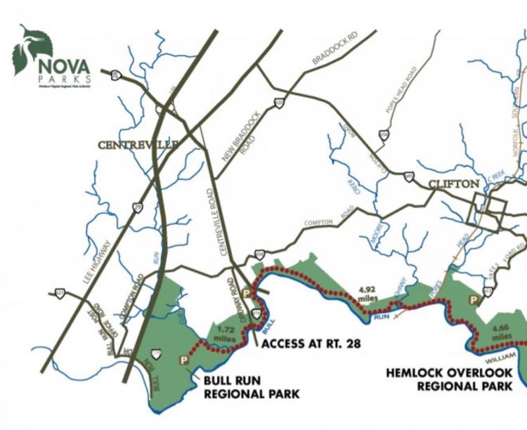 Northern Bull Run Occoquan Trail map by NOVA Parks