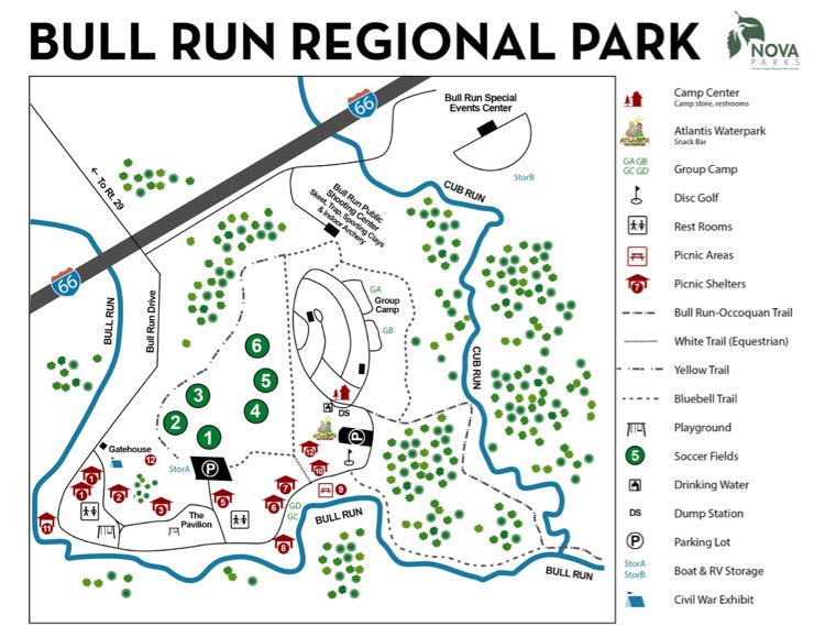 Bull Run Regional Park map by NOVA Parks