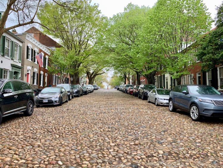 Captains Row cobblestones in Alexandria Virginia