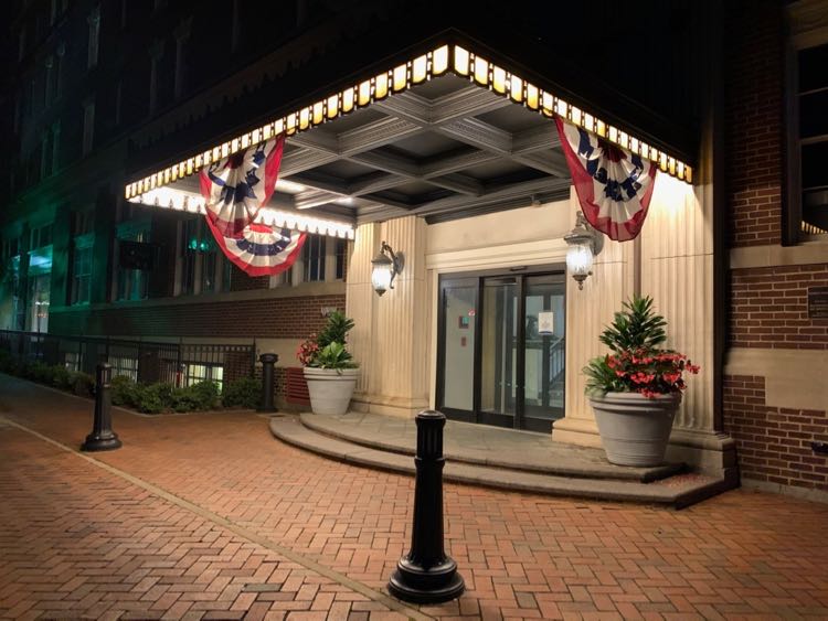 The George Washington Hotel entry welcomes visitors after a day exploring Shenandoah Valley VA