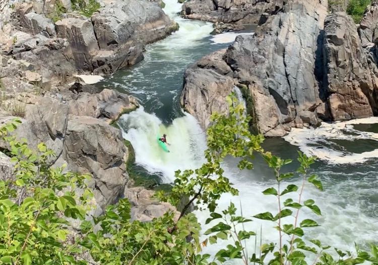 Kayak takes the falls at Great Falls Park Virginia