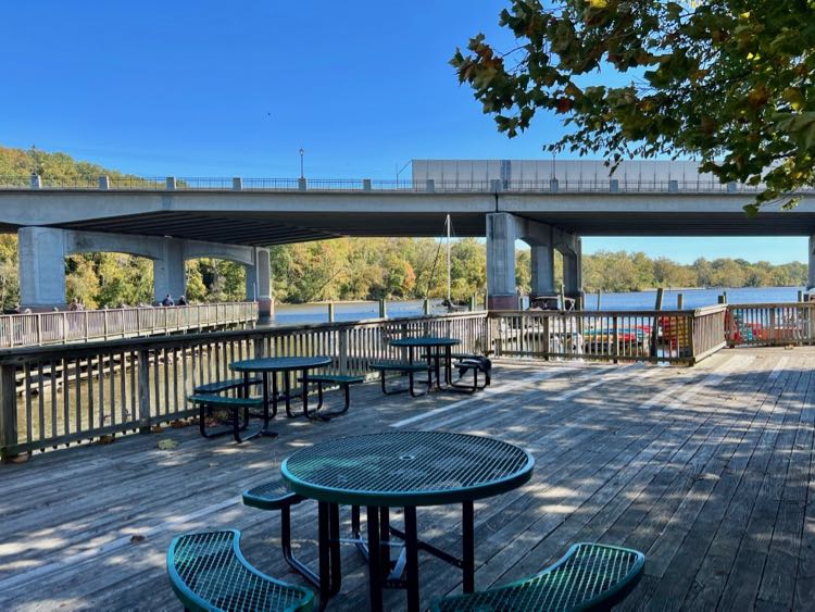 Picnic area on the Occoquan Riverwalk behind Mamie Davis Park