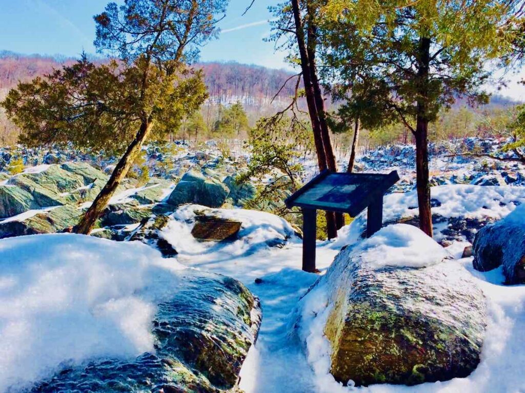 Icy Mather Gorge after a Northern Virginia snowstorm, Great Falls Park VA