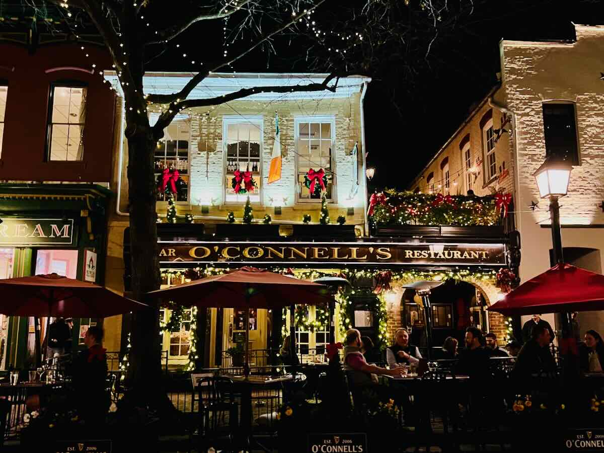 Christmas decorations at Daniel O'Connells Irish Pub and Restaurant in Alexandria VA