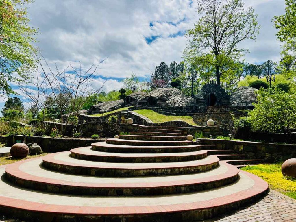 Steps lead to Hobbit Town stone warren at the National Botanic Garden in Virginia