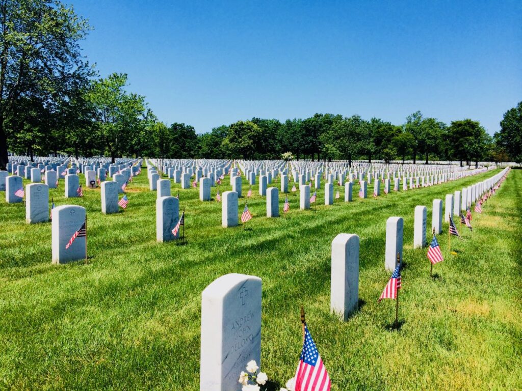 Arlington National Cemetery with Flags In for Memorial Day